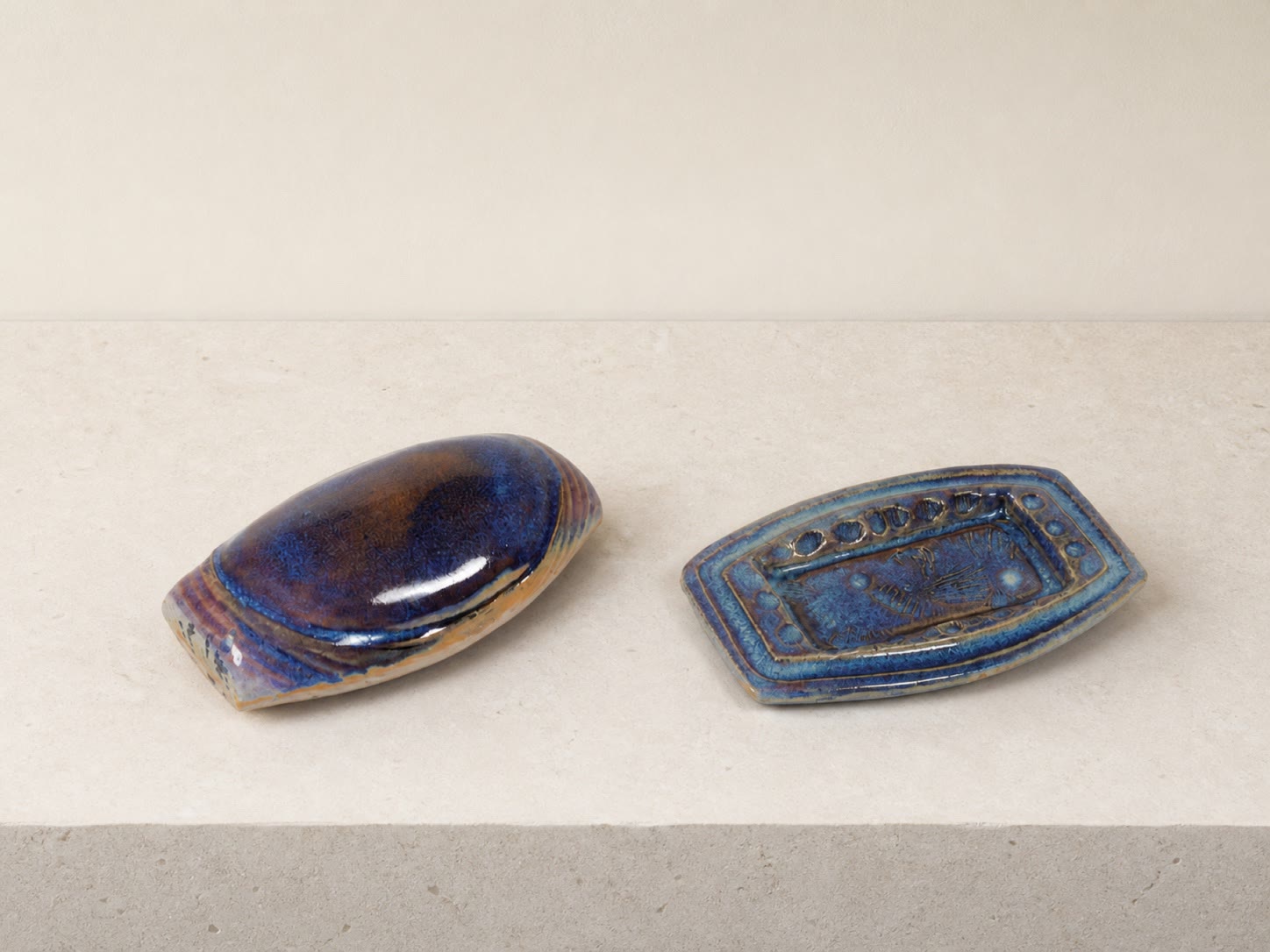 A small group of glazed ceramic tableware